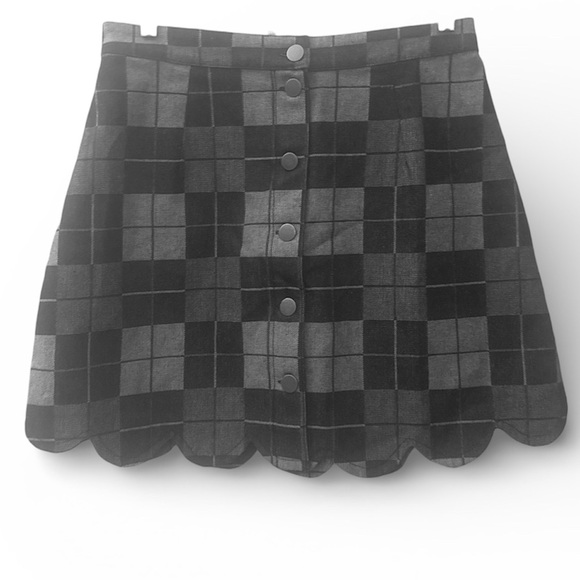 Plaid Dark Denim Mini Skirt - Picture 3 of 10